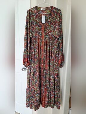 NWT KATHMANDU Polysilk Button Dowb Maxi Dress One Size